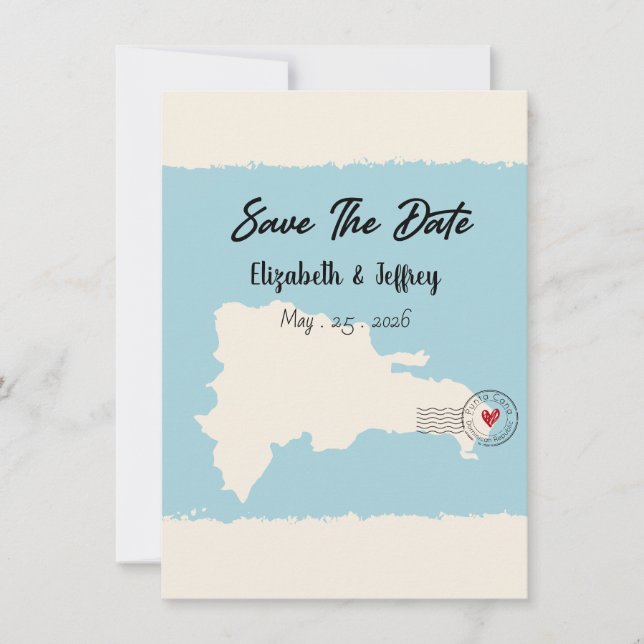 Punta Cana Dominican Republic Map Save the Date Invitation (Front)
