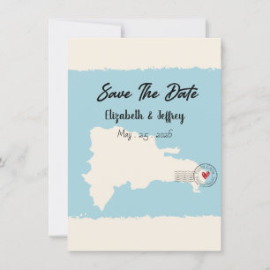 Punta Cana Dominican Republic Map Save the Date Invitation