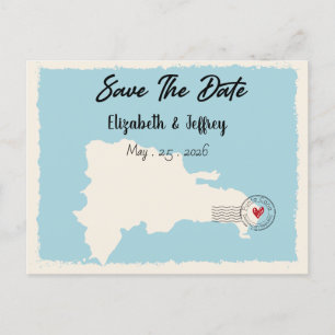Punta Cana Dominican Republic Map Save the Date Postcard