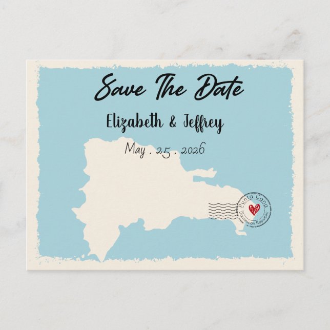 Punta Cana Dominican Republic Map Save the Date Postcard (Front)