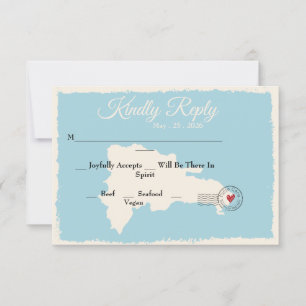 Punta Cana Dominican Republic Map Watercolor RSVP Invitation