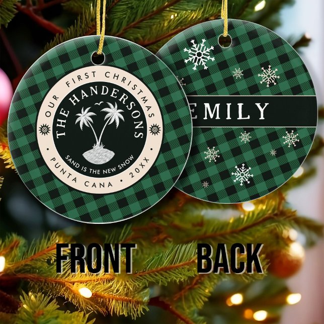 Punta Cana Dominican Republic Palm Tree Souvenir Ceramic Ornament (Creator Uploaded)