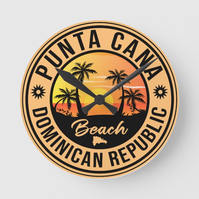 Punta Cana Dominican Republic - Retro Souvenir 80s Round Clock (Front)