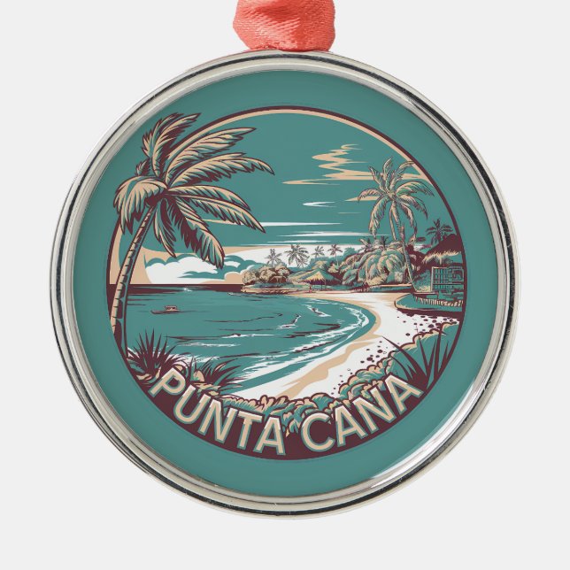 Punta Cana Dominican Republic Travel Art Badge Metal Ornament (Front)
