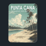 Punta Cana Dominican Republic Travel Art Vintage Magnet<br><div class="desc">Punta Cana vector art design. The Bávaro area and Punta Cana combine to form what's known as La Costa del Coco,  or the Coconut Coast,  an area of lavish,  all-inclusive resorts.</div>