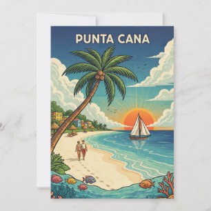 Punta Cana Dominican Republic Vintage Travel Card