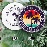 Punta Cana Dominican Retro Palm Trees Family Ceramic Ornament<br><div class="desc">Punta Cana Dominican Republic Tropical Retro Sunset design. Indulge in the nostalgia of Punta Cana with our vintage souvenir, designed specifically for seaside vacationers. Reminiscent of a bygone era, this design encapsulates the tranquillity and beauty of the cove, serving as a delightful reminder of your beachside getaway. You can customize...</div>