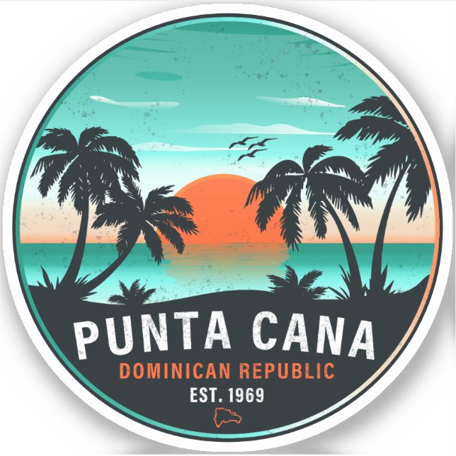 Punta Cana Dominican Retro Sunset Souvenir 80s (Front)
