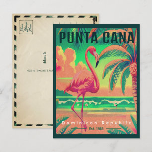 Punta Cana DR Retro Flamingos Souvenir 1950s Postcard