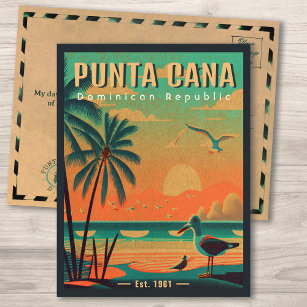Punta Cana DR Retro Seagull Souvenir 1950s Postcard