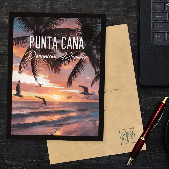 Punta Cana DR Retro Seagull Souvenir tropical Postcard (Creator Uploaded)