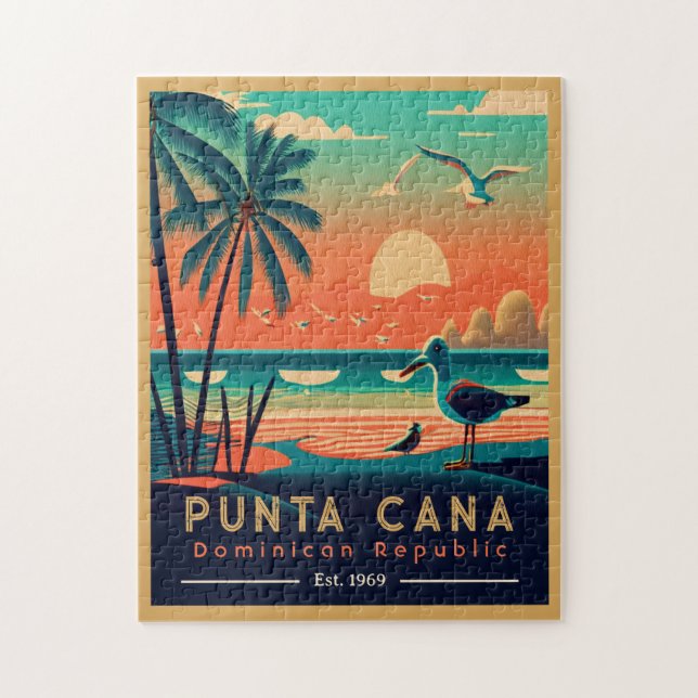 Punta Cana DR Retro Sunset Souvenirs 1960s Jigsaw Puzzle (Vertical)
