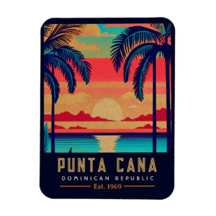 Punta Cana DR Retro Sunset Souvenirs 1960s Magnet