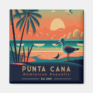 Punta Cana DR Retro Sunset Souvenirs 1960s Magnet