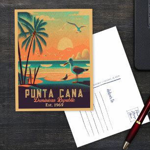 Punta Cana DR Retro Sunset Souvenirs 1960s Postcard