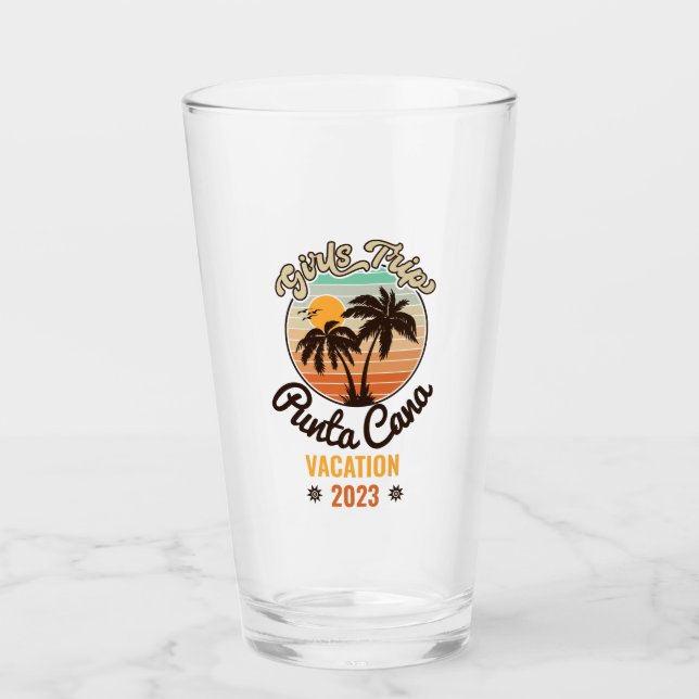 Punta Cana personalize Vacation 2023 Retro 60s Glass (Front)