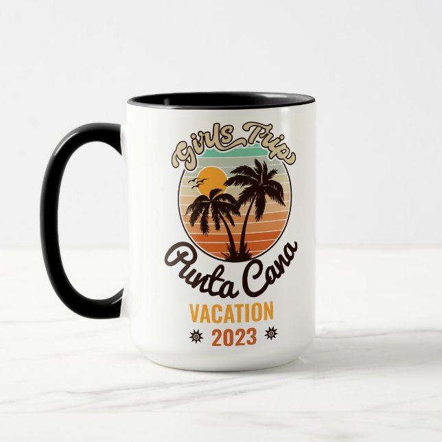 Punta Cana personalize Vacation 2023 Retro 60s Mug (Left)