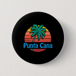 Punta Cana Retro Summer Palm Tree Beach Gift Men W 2 Inch Round Button