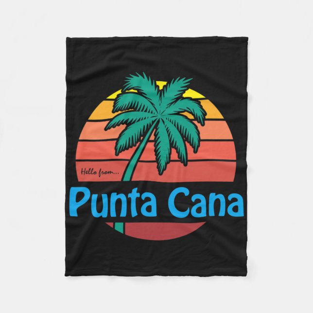 Punta Cana Retro Summer Palm Tree Beach Gift Men W Fleece Blanket (Front)