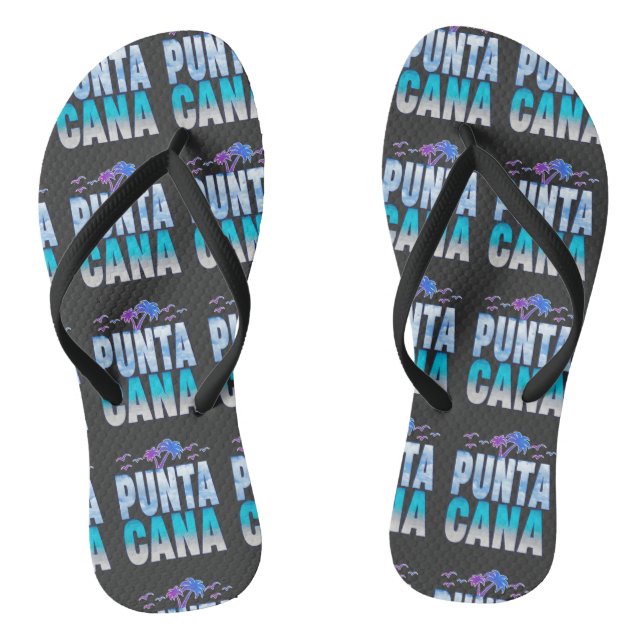 Punta Cana Summer Vacation Matching T-Shirt Flip Flops (Footbed)