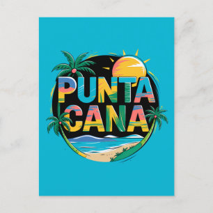 Punta Cana Sunset Colourful Travel Art Emblem Postcard