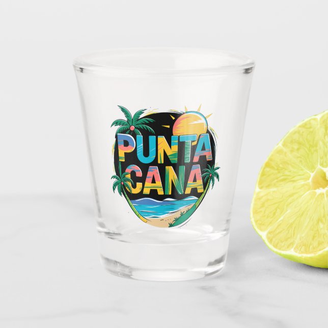 Punta Cana Sunset Colourful Travel Art Emblem Shot Glass (Front)