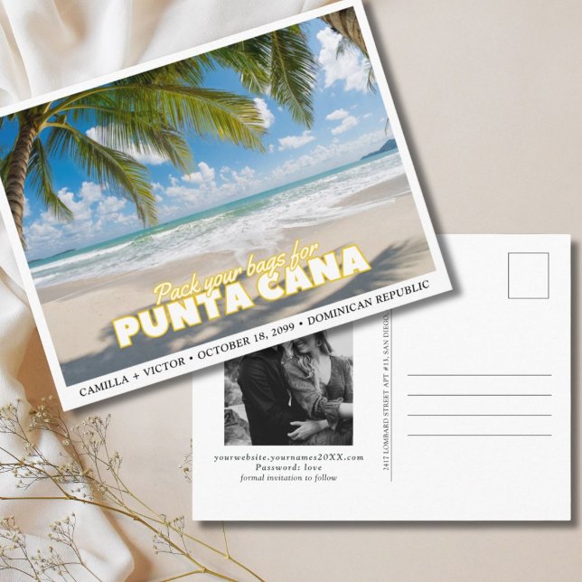 Punta Cana Wedding Save the Date Postcard (Punta Cana Wedding Save the Date for Dominican Republic Destination Wedding Postcard)