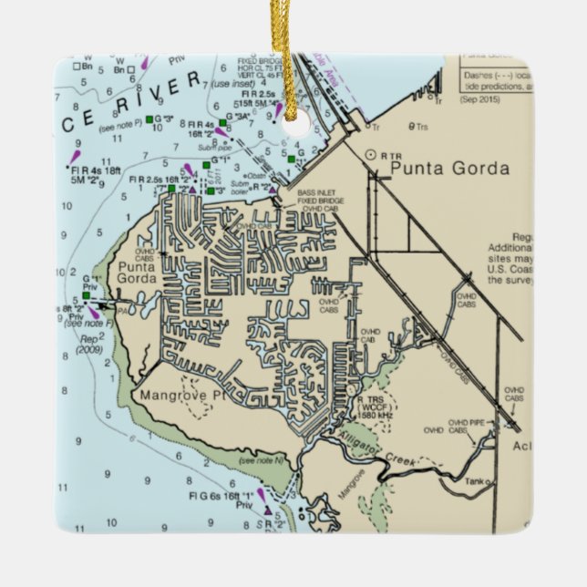 Punta Gorda FL Chart Ceramic Ornament (Front)