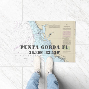 Punta Gorda FL Latitude Longitude Nautical Boating Doormat
