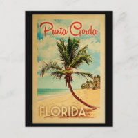 Punta Gorda Florida Palm Tree Beach Vintage Travel
