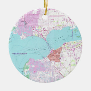 Punta Gorda & Port Charlotte Florida Map (1957) Ceramic Ornament