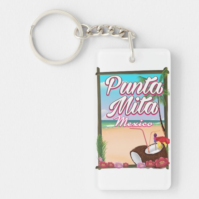 Punta Mita, Mexico Beach travel poster Keychain (Front)
