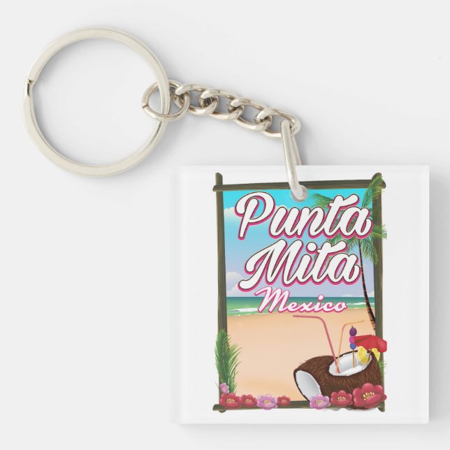 Punta Mita, Mexico Beach travel poster Keychain (Front)