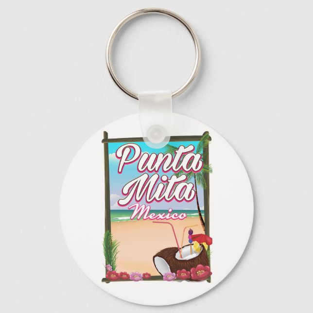 Punta Mita, Mexico Beach travel poster Keychain (Front)