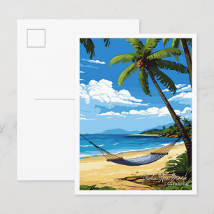 Punta Uva Beach Costa Rica Travel illustration Postcard