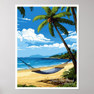 Punta Uva Beach Costa Rica Travel illustration Poster