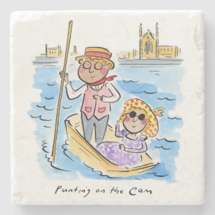 Punting on the Cam, Cambridge Stone Coaster