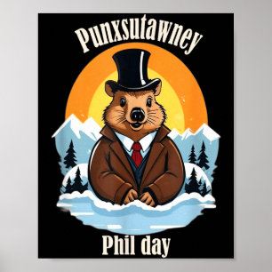 Punxsutawney Phil Day, Punxsy Phils Cute Groundhog Poster