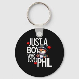 Punxsy Phils Cute Groundhog Day Feb 2nd Holiday Bo Keychain