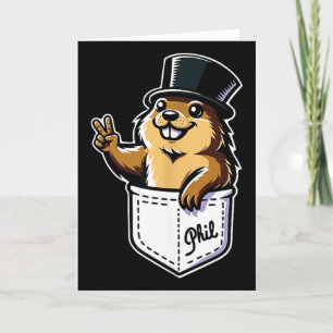 Punxy Phils Cute Groundhog Day Pocket Design Febru Card