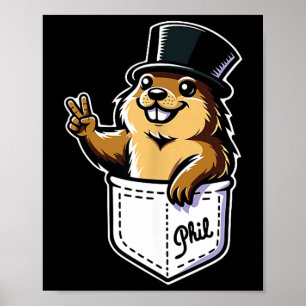 Punxy Phils Cute Groundhog Day Pocket Design Febru Poster