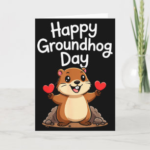 Punxy Phils Groundhog Day Cute Heart Design Februa Card