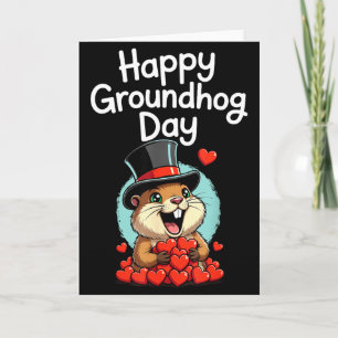 Punxy Phils Groundhog Day Cute Heart Design Februa Card