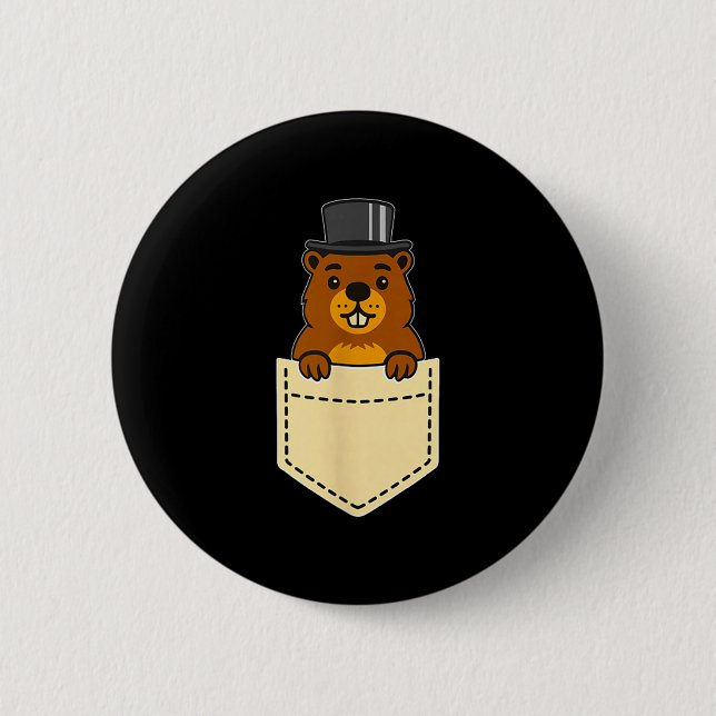 Punxy Phils Groundhog Day Pocket Design February 2 Inch Round Button (Front)