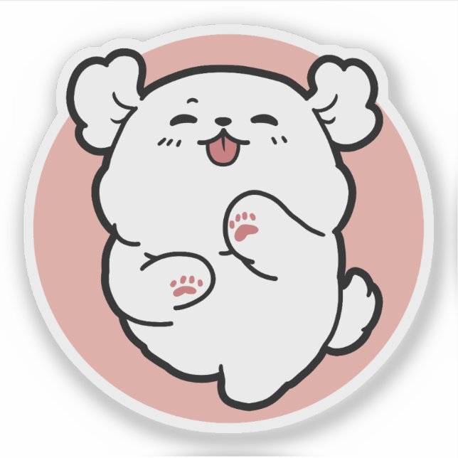 Pup a Hello! – Happy White Dog Cartoon Design (Front)