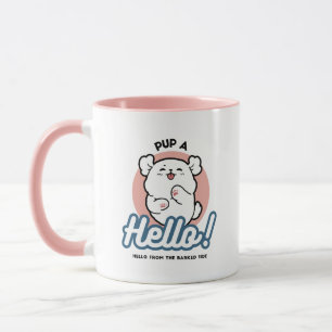 Pup a Hello! – Happy White Dog Cartoon Design Mug