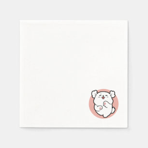 Pup a Hello! – Happy White Dog Cartoon Design Napkin