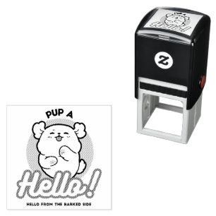 Pup a Hello! – Happy White Dog Cartoon Design Self-inking Stamp