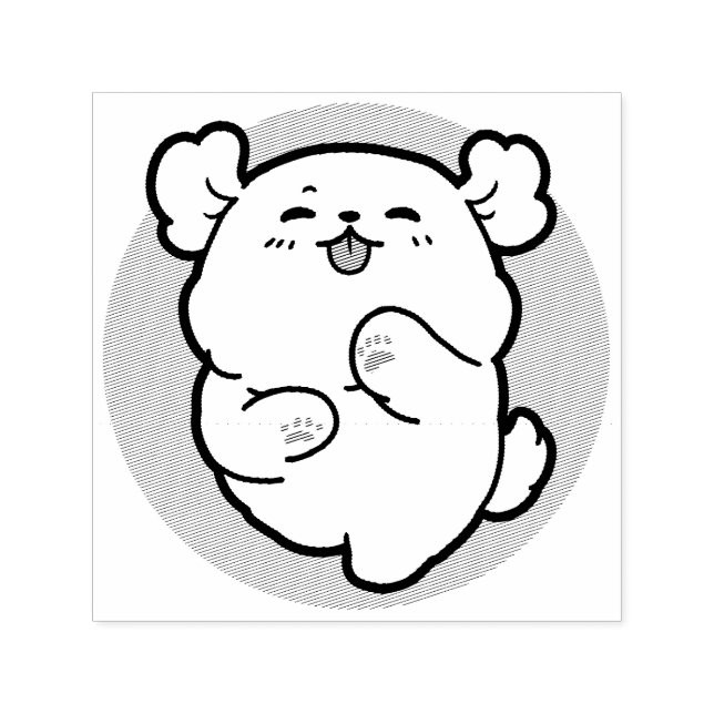 Pup a Hello! – Happy White Dog Cartoon Design Self-inking Stamp (Design)