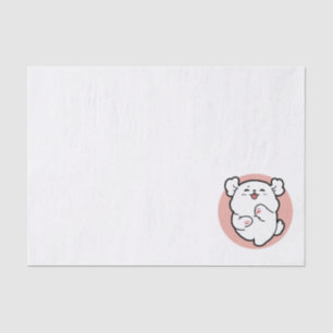Pup a Hello! – Happy White Dog Cartoon Design Tissue Paper